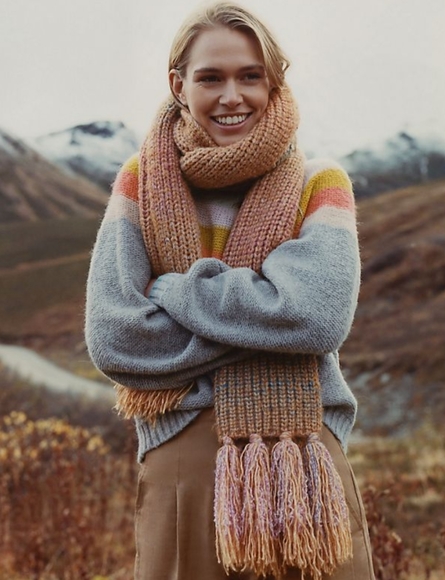 Anthropologie Celeste Ribbed Scarf - ombre neutral - Picture 3 of 8